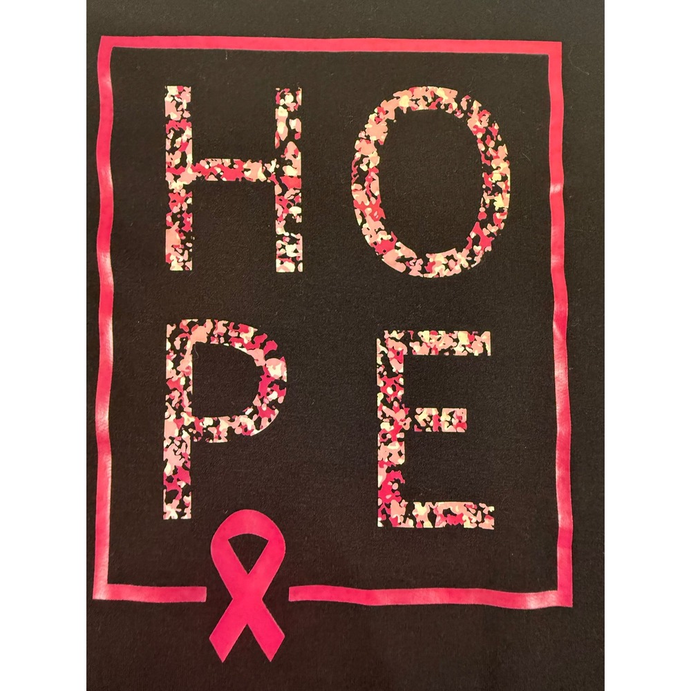 Ideology Womens XS Long Sleeve Top Black Hope Breast Cancer Awareness‎